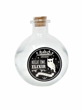 NWT Halloween Decorative Glass Potion Bottle - Night Owl Elixir